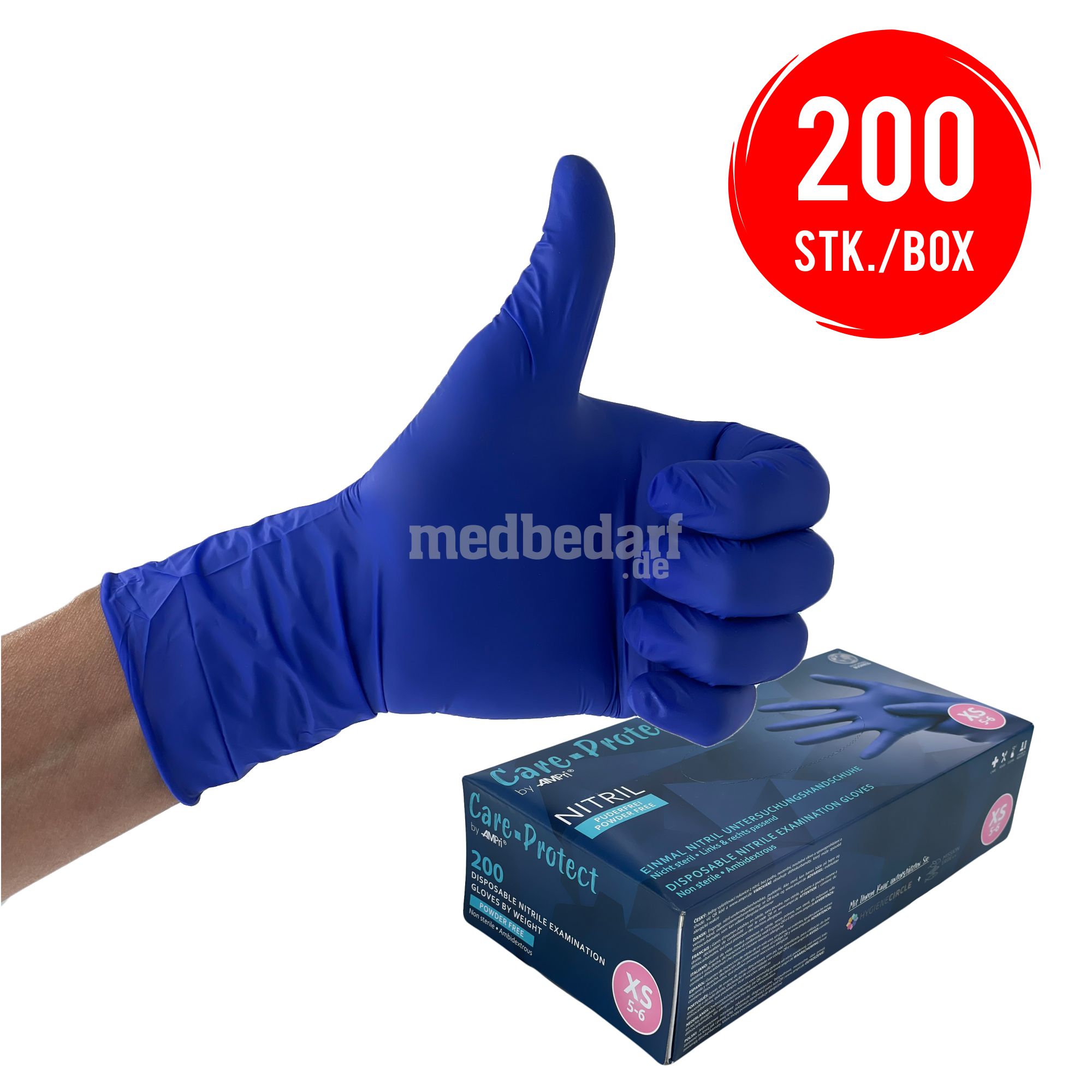 Nitril-Handschuh, Care-Protect, 200 Stück, puderfrei Gr. XS