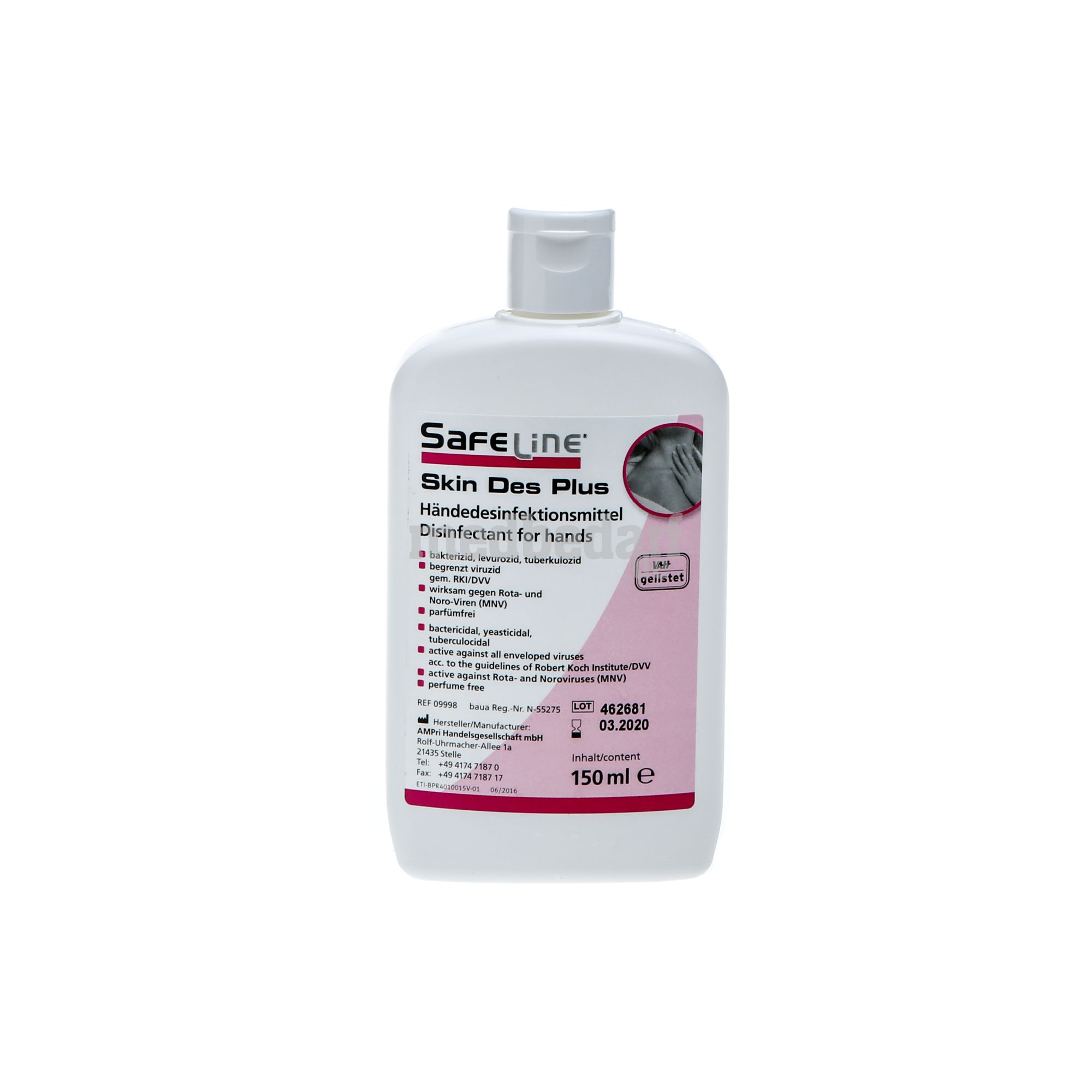 Safeline Skin Des Plus, Händedesinfektion, 150 ml